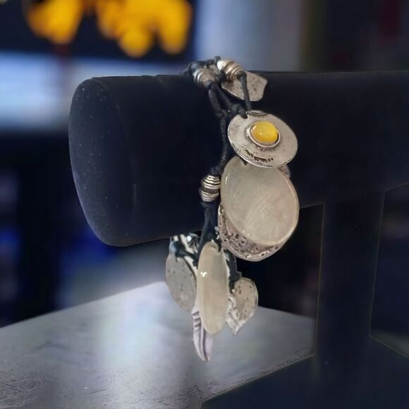 Y2K Boho Dangle Coin Charms Bracelet Chunky Hippie Gypsy Witchy Fairy Whimsigoth - Picture 12 of 16